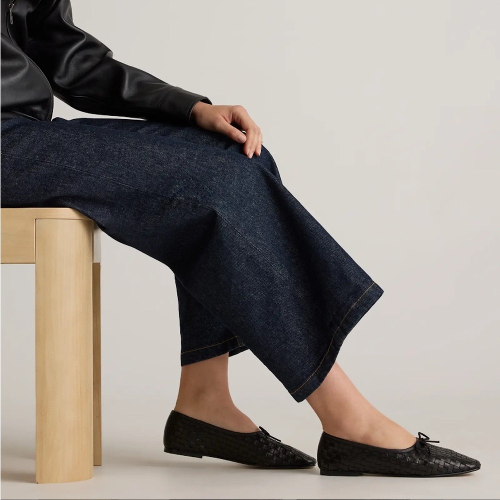 Quince Black Woven Leather Ballet Flats - Picture 3 of 8